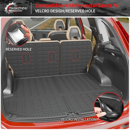 Cargo Liner Compatible with 2021-2023 Hyundai Santa Fe 5 Seats Trunk Liner Cargo Mat TPE All Weather Back Seat Cover Protector 2022 Santa Fe Accessories (Trunk Mat+Backrest Mats) - style: For Hyundai Santa Fe | 2021-2023