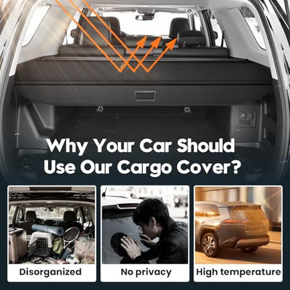 Powerty Retractable Cargo Cover for Toyota 4Runner 2010-2024, Carbon Fiber Texture Trunk Cover Privacy Screen Rear Security Shade for 4Runner Accessories - size: 1) Toyota 4Runner | 2010-2024