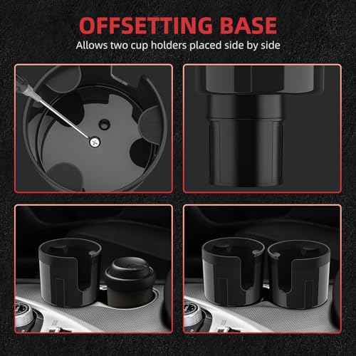 Car Cup Holder Expander, Cup Holder Extender Adapter for Car with Expandable Insert, Compatible with Yeti 20/26/30oz, Hydroflask 32/40oz, Large Water Bottles in 3.0"-4.1"