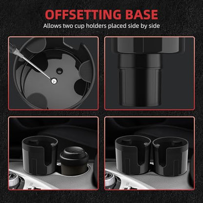 Car Cup Holder Expander, Cup Holder Extender Adapter for Car with Expandable Insert, Compatible with Yeti 20/26/30oz, Hydroflask 32/40oz, Large Water Bottles in 3.0"-4.1"