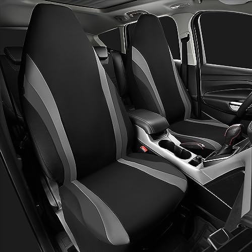 CAR PASS AquaShield Neoprene Waterproof Car Seat Covers for Front Seats Only, High Back Bucket Seat Cover,Airbag Compatible,Line Rider Seat Covers Universal Fit for Truck Van SUV (Black and Gray) - color: Black and Gray