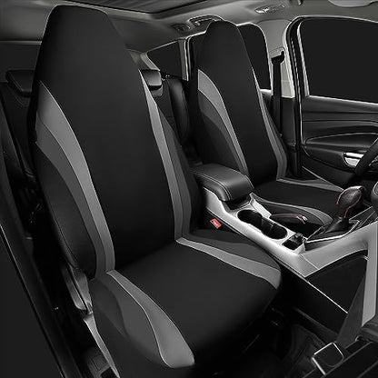 CAR PASS AquaShield Neoprene Waterproof Car Seat Covers for Front Seats Only, High Back Bucket Seat Cover,Airbag Compatible,Line Rider Seat Covers Universal Fit for Truck Van SUV (Black and Gray) - color: Black and Gray