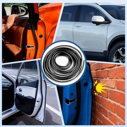 20Ft (6.1m) Car Door Edge Guards, U-Shaped Black Car Door Protector, Automotive Door Entry Guard Fit for Most Vehicles, Built-in Metal Clips, No Need Adhesive, Easy to Cut