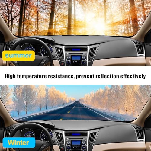 GXARTS Black Leather Dashboard Cover Mat Custom Compatible with Hyundai Sonata 2011 2012 2013 2014, Non-Slip Dash Carpet Dash Guard