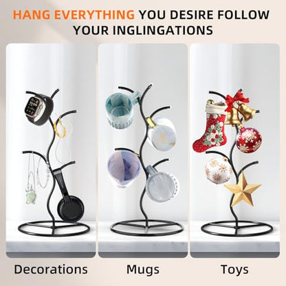 Beesini 2 Pack Mug Holder, Metal Coffee Mug Holders Tree, Decorative Mug Rack, Mug Cup Tree for Kitchen Decor Organizer, Black