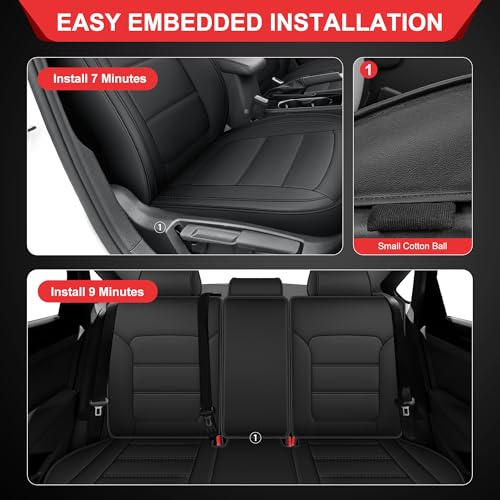 TTX LIGHTING Custom Fit Seat Covers for Volkswagen Passat 2012-2022 Waterproof Faux Leather Airbag Compatible(Black, Full Set 5 Seats) - size: 15.Passat 2012-2022 5 Seat Full Set
