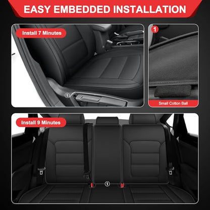 TTX LIGHTING Custom Fit Seat Covers for Volkswagen Passat 2012-2022 Waterproof Faux Leather Airbag Compatible(Black, Full Set 5 Seats) - size: 15.Passat 2012-2022 5 Seat Full Set