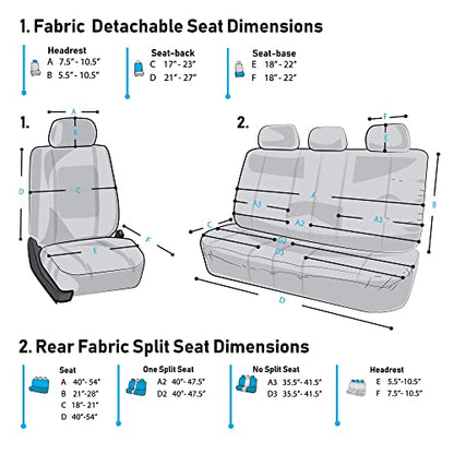 FH Group Light & Breezy Cloth Car Seat Covers, 7 Seater Three Row Set- Airbag & Split Ready -Universal for Cars Trucks and SUVs (Green/Black) - color: Green