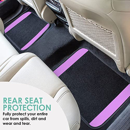 FH Group Automotive Floor Mats – Universal Fit Premium Carpet Car Mats with Driver Heel Pad, Full Set for Cars, SUVs & Trucks - Purple - color: Purple