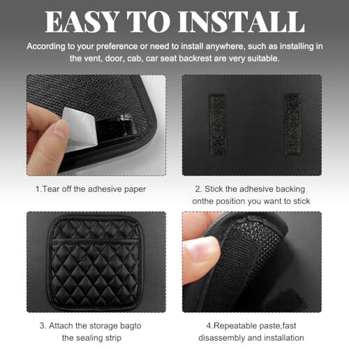 2 PCS Car Side Pocket Organizer, Leather Adhesive Auto Side Seat Back Storage Pocket, Waterproof Phone Document Sunglasses Holder Vehicle Gap Filler Pouch, Car Accessories (Medium) - size: Medium
