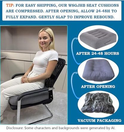 WSGJHB Large Seat Cushion, Extra Thick Booster Seat Cushions for Office Chairs Long Sitting Office Workers, Car Drivers, Relieves Back Pain, Breathable, Anti-Slip, 20x20x6 inchs, Gray - color: Gray Large