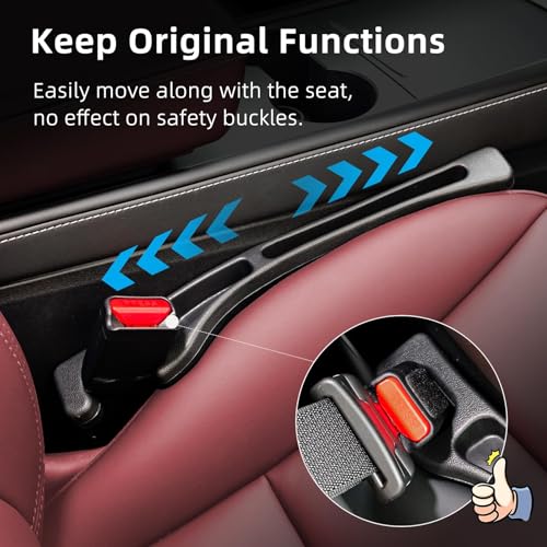 Car Seat Gap Filler Organizer, 2 Pack Seat Gap Plug with Storage Slot, No Drop Seat Guard for Cars & SUVs, Car Seat Accessories with Phone Holder, Universal Fit Fill The Gap Between Seat and Console