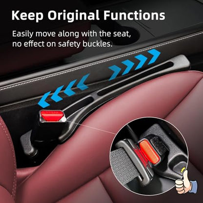 Car Seat Gap Filler Organizer, 2 Pack Seat Gap Plug with Storage Slot, No Drop Seat Guard for Cars & SUVs, Car Seat Accessories with Phone Holder, Universal Fit Fill The Gap Between Seat and Console
