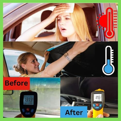 Windshield Sun Shade Compatible for Tesla Model 3/Y | Certified 99.87% UVB & 99.02% UVA Car Sun Shade. Award Winning Sunshade - Patented Technology | Car Shades by Kinder Fluff - size: Model 3/Y
