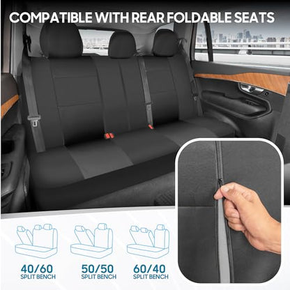 BDK PolyPro Car Seat Covers Full Set in Solid Charcoal – Front and Rear Split Bench Seat Covers for Cars, Easy to Install, Accessories for Auto Trucks Van SUV - color: Solid Gray