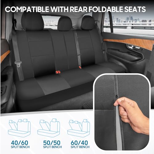BDK PolyPro Car Seat Covers Full Set in Solid Charcoal – Front and Rear Split Bench Seat Covers for Cars, Easy to Install, Accessories for Auto Trucks Van SUV - color: Solid Gray