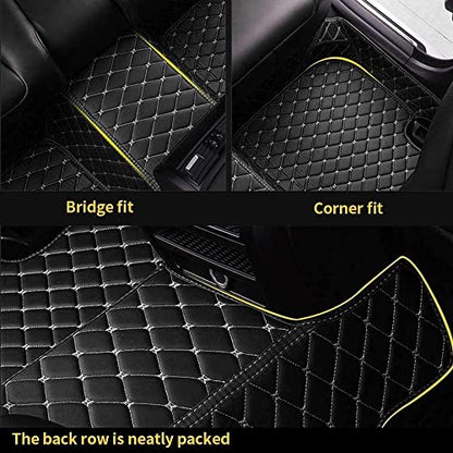 Custom Making Car Floor Mats for 97.5% Car Model Luxury Leather All Weather Waterproof Anti-Skid Full Coverage Liners (Black and Yellow) - color: Black and Yellow