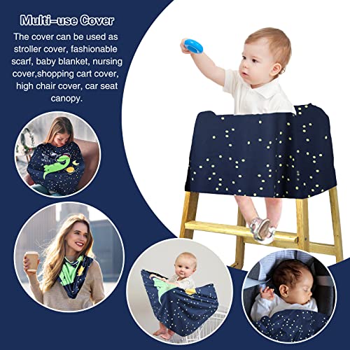 Metplus Car Seat Cover Baby, No Touch Sign Carseat Canopy, Nursing Breastfeeding Covers, Stretchy Universal Fit, Multi-Use for Stroller/Shopping Cart/High Chair, Gender Neutral Shower Gift - color: Deep Blue