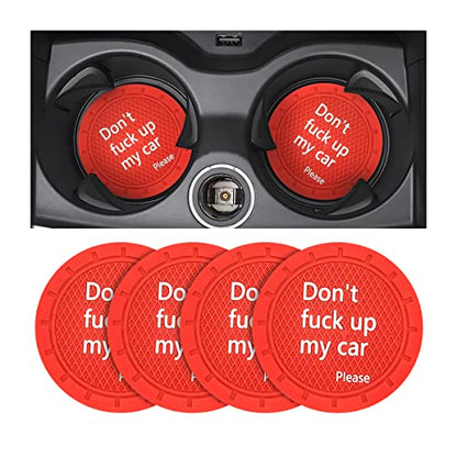 Car Cup Coaster, 4Pcs 2.75 Inch Auto Cup Holder Insert Coasters, Non-Slip Waterproof Embedded Drink Mat, Automotive Interior Accessories for Men and Women (D Red/4PCS) - color: D Red/4PCS