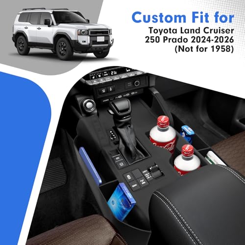 Silicone Center Console Gear Shift Panel Cover for 2024-2026 Toyota Land Cruiser 250 Prado LC250, Silicone Storage Box and Cup Holder Insert Tray, No Affect Wireless Charging(Not for 1958) - size: Land Cruiser 250 2024-2026