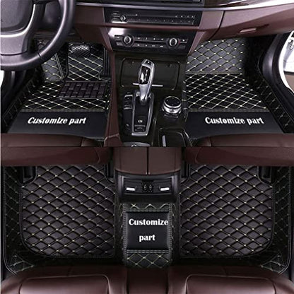 MELKEN Custom Fit Leather Car Floor Mats for 95% of Cars Full Coverage Floor Liners Car Mats (Black Beige) - color: Black Beige