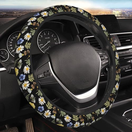 Wildflower Steering Wheel Cover for Men Women Universal Car Accessories 15 Inch Neoprene Auto Interior Decor - color: Wildflower