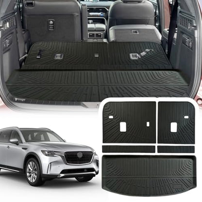 Cargo Liner Compatible with 2024-2025 CX-90 Trunk Mat Cargo Mat Back Seat Cover Protector (Backrest Mats+Trunk Mat) - size: FOR CX-90 2024+