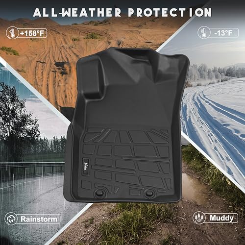KARPAL Floor Mats Fit for Toyota Tacoma 2005-2015 Double Cab (Footwell Coverage), Custom Fit All Weather TPE Floor Liners, 1st & 2nd Row Mat, Tacoma Accessories - style: 2005-2015 | For Toyota Tacoma Double Cab | 1st & 2nd Row