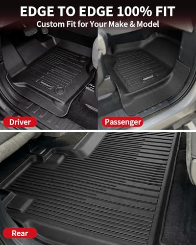 Umbrauto Custom Fit Floor Mats for Ford F150 SuperCab (Extended Cab) 2015-2025 2026 (Not for SuperCrew Cab), All Weather TPE Automotive Pickup Truck Liners for Front & Rear Row - size: F150 2015-26 SuperCab
