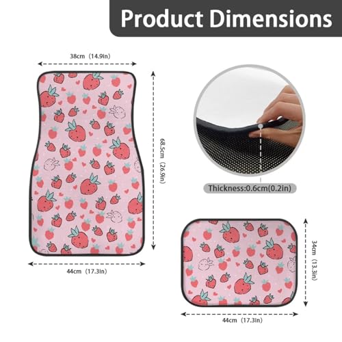Love Strawberry Pink Automotive Floor Mats Set of 4Pcs Carpet Front & Rear Car Floor Mats Universal Fit - color: Love Strawberry Pink