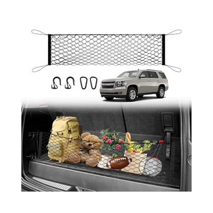 Cargo Net for Chevy Tahoe/Suburban/GMC Yukon 2015-2020 Envelope Style | Elastic Mesh Net | Heavy Duty | Metal Hooks | Chevrolet Tahoe Trunk Net Accessories - size: Chevrolet Tahoe