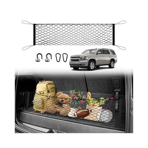 Cargo Net for Chevy Tahoe/Suburban/GMC Yukon 2015-2020 Envelope Style | Elastic Mesh Net | Heavy Duty | Metal Hooks | Chevrolet Tahoe Trunk Net Accessories - size: Chevrolet Tahoe