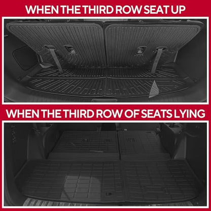 Naibeve Floor Mats for 2008-2013 Toyota Highlander - All Weather for Toyota Highlander Floor Mats Liners 3 Row & Cargo Liner & Seats Back Cover Behind The 3rd Row - size: 7)Highlander|2008-2013