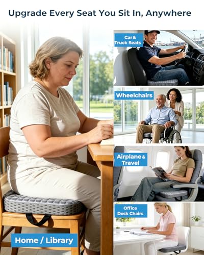 Premium Gel & Memory Foam Seat Cushion, Extra Large Cooling Portable Chair Pad for Long Sitting, Seat Cushion for Office Desk Chair, Car, Wheelchair, Airplane, Outdoor & Long Trips
