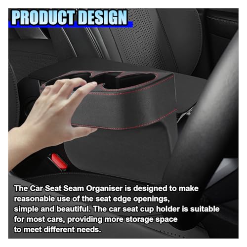 ZIMISI Car Cup Holder, PU Leather Auto Front Console Gap Filler Organizer, Multifunctional Cup Drink Holder, Car Seat Gap Filler Storage Box, Coin Bucket, Cell Mobile Phone Holder (Black) - color: Black