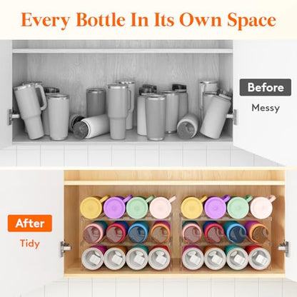 Lifewit Stackable Bottle Storage Organizer, Clear Freestanding Wine Holder for Cabinet, Large Slot Water Bottle Tumbler Cup Organizer for Pantry, Plastic Wine Rack for Fridge Cellar, 3Tier Hold 12 - size: 3 Tier-12 Bottle