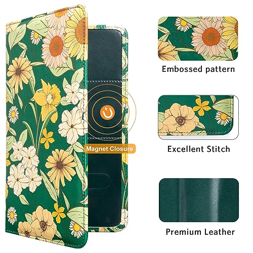 CoBak Car Registration and Insurance Holder - Vehicle Glove Box Car Organizer,Auto Truck Comparment Accessories Case with Magnetic Closure for Driver License,Cards - color: L-Blossom-Pine Green