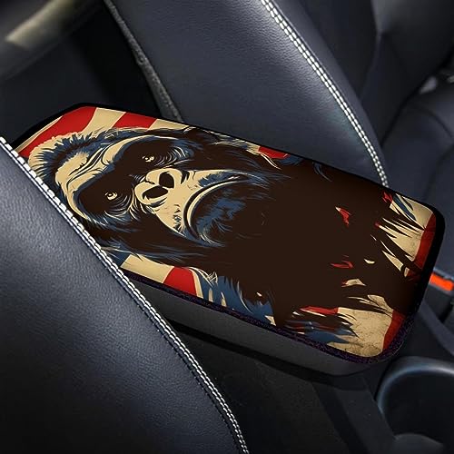 Car Center Console Pad, Universal Waterproof Car Armrest Seat Box Cover, Car Interior Accessories for Most Vehicle SUV Truck Vintage American Flag Gorilla Car Armrest Pad - color: vintage american flag gorilla