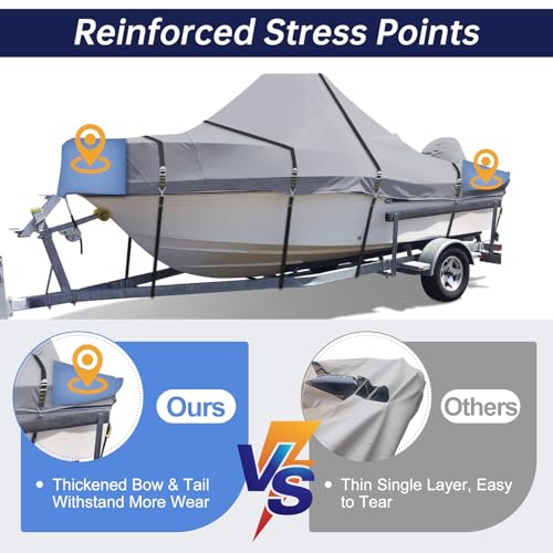 900D Center Console Boat Cover, Windproof Full Metal Buckle Straps Boat Cover for Center Console Boat Heavy Duty fits 22-24" Length,Beam Width up to 116" W, Gray - color: Gray, size: 22'-24' Length , Beam Width up to 116" W