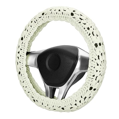 Crochet Steering Wheel Cover Set,Cute Car Steering Wheel Cover Boho 14-15in,Handmade Sunflower Granny Square Pattern,Women Car Accessories (A Wheel Cover) - color: A Wheel Cover