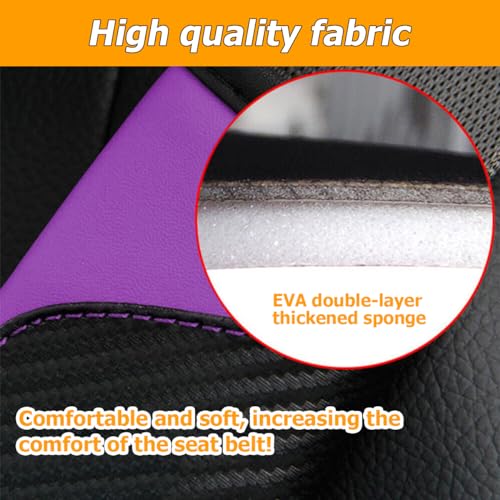 2PCS Car Seat Belt Cover, Carbon Fiber Seatbelt Shoulder Protection, Soft Car Seat Belt Strap Cushion Protect Your Neck and Shoulder, Car Accessories Seat Belt Pad for Car Truck (Purple) - color: Purple