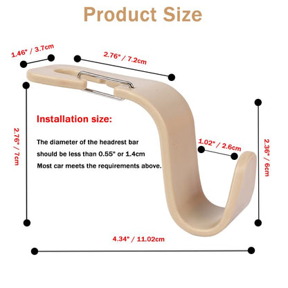 4-Pack 360° Rotating Car Headrest Hooks Vehicle Storage Organizer for Purses Handbags Groceries Coats – Holds 55lbs Simple Design with Clip Beige - color: Beige