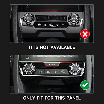 Air Condiitioning Center Console Panel Decals for 2016-2021 Honda Civic 10th Gen Accessories ABS Carbon Fiber Stickers, NOT for The CAR with Warmer Buttons - color: Air Condiitioning Panel
