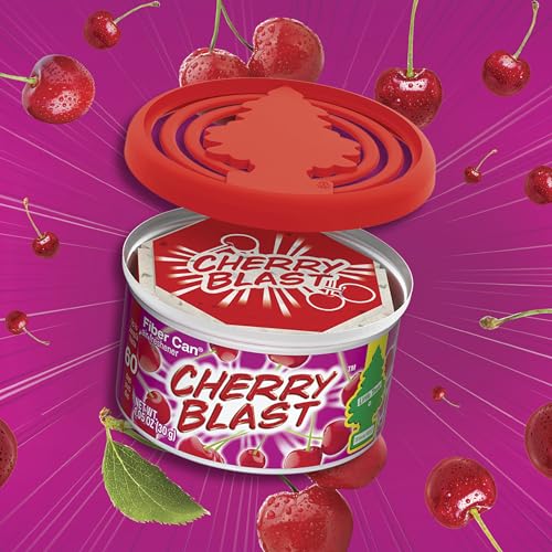 LITTLE TREES Car Air Freshener | Fiber Can Provides Long Lasting Scent for Auto or Home | Recycled Fiber | Cherry Blast, 4 Air Fresheners - color: Cherry Blast