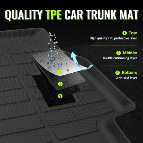 TPE Trunk Cargo Mats Compatible with 2021-2025 Jeep Wrangler 4xe, Black 3D Molded Front Rear,All Weather Interior Rear Trunk Carpet Liner Protector, 1PC