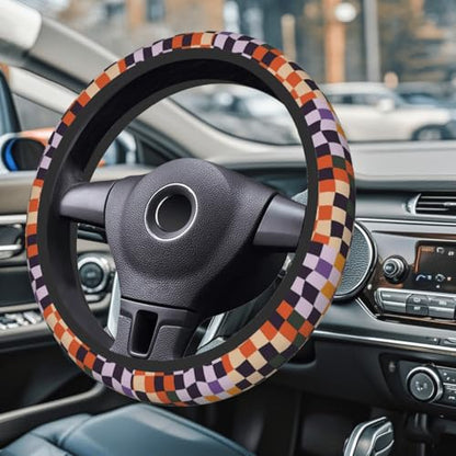 Steering Wheel Cover Accessories Neoprene Cover Non-Slip Breathable Easy to Install Suitable for Women Men Girls for Car SUV Van Truck Universal 14.5-15.5 Inch Checkerboard - color: Checkerboard