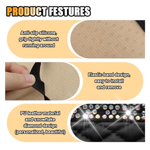Bling Leather Car Armrest Seat Box Cover, Car Console Armrest Cover with Crystal Rhinestones, Anti-Scratch Waterproof Auto Center Console Protector Cushion Pad for Car SUV Truck (Black) - color: Black