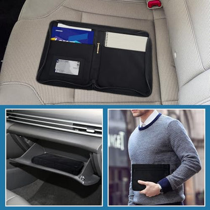 vvag Car Registration Insurance Holder,Glove Box Compartment Organizer with Multiple Pockets,Zipped Design Document Holder Owner Manual Case,Glove Bag for Registration,Insurance,Driving Licence,Cards