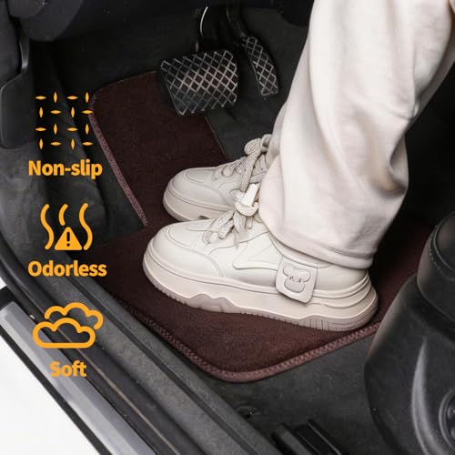 EKR All-Weather Universal Fit Car Floor Mats, 0.5 inch Thick Car Carpet Mats, Anti-Slip Automotive Mat with Driver Heel Pad Fit for SUV, Vans,Sedans, Trucks (Blown,4pcs Black Full Set) - color: Blown