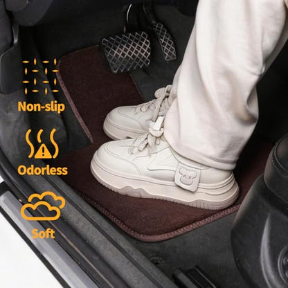 EKR All-Weather Universal Fit Car Floor Mats, 0.5 inch Thick Car Carpet Mats, Anti-Slip Automotive Mat with Driver Heel Pad Fit for SUV, Vans,Sedans, Trucks (Blown,4pcs Black Full Set) - color: Blown